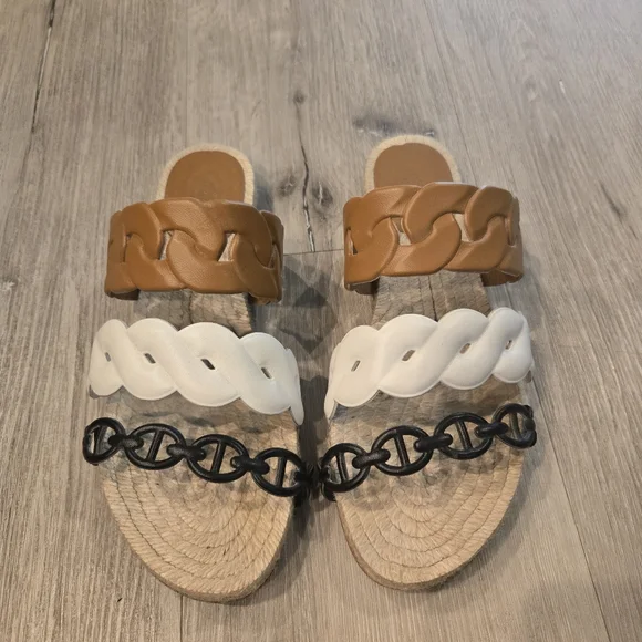 HERMES Gwen Espadrilles Sandals Slides Size 38 - Picture 2 of 8